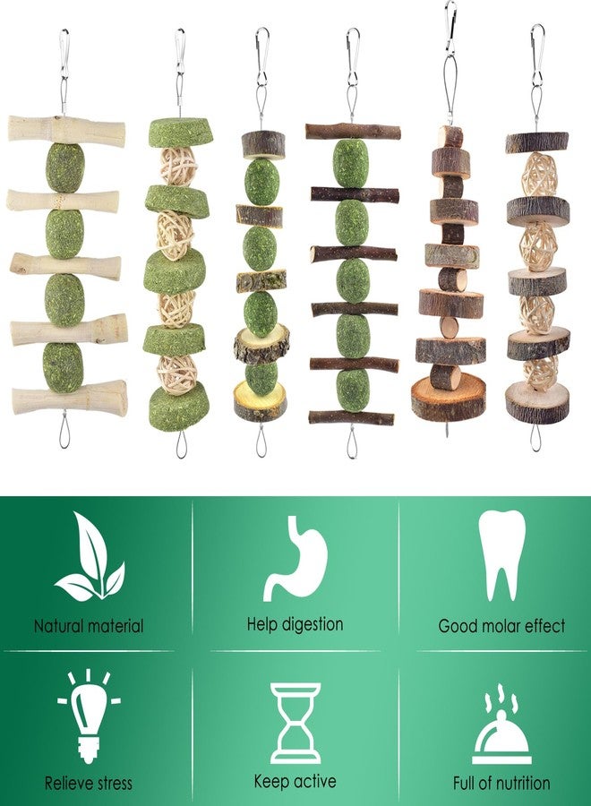 ERKOON Bunny Chew Toys, Rabbit Chew Toys for Teeth Grinding, Improve Dental Health, 100% Natural Apple Wood Timothy Grass Cake Treats for Rabbits Guinea Pigs Chinchillas Bunnies Hamsters (7 Pcs) - Image 5